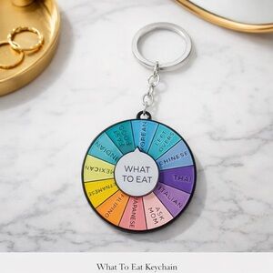 NEW What To Eat Rotatable Decision-Maker Keychain Pendant NWT